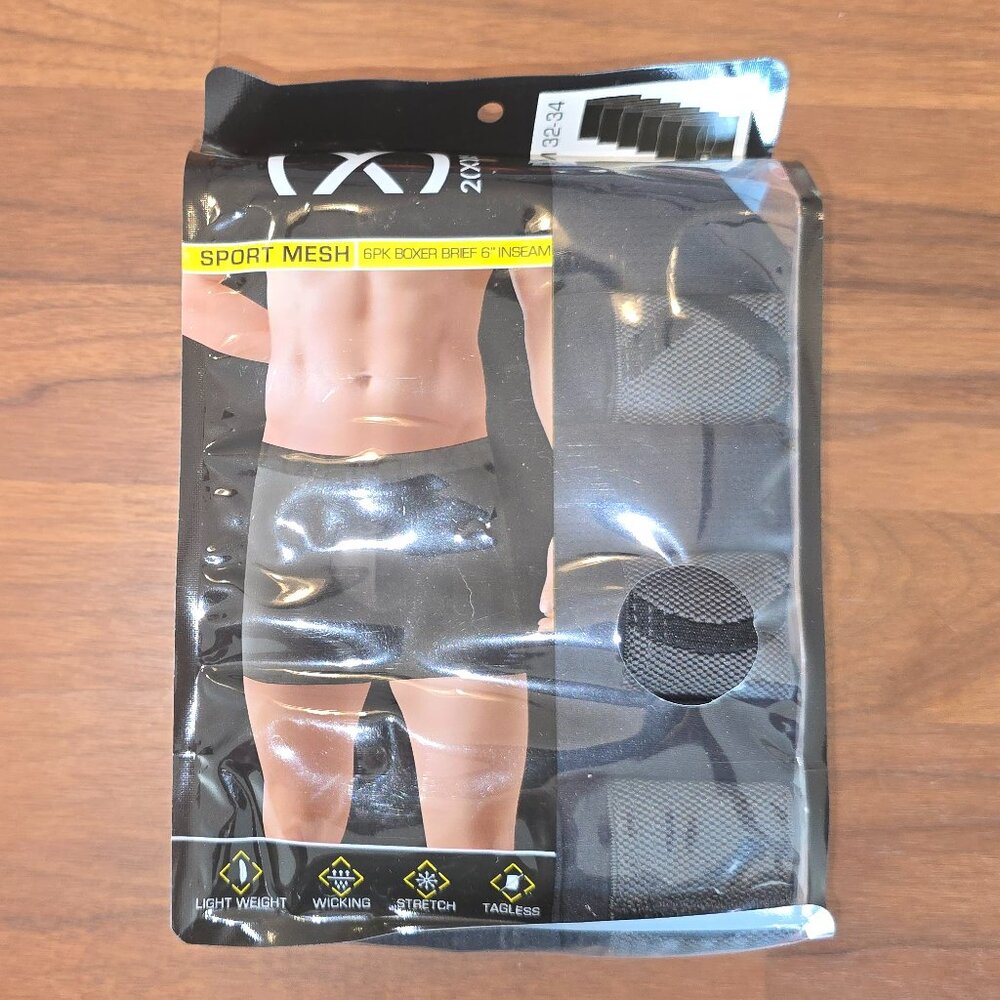 2Xist mens 2(X)IST Set of 6 Sport Mesh Boxer Briefs - Black - Medium